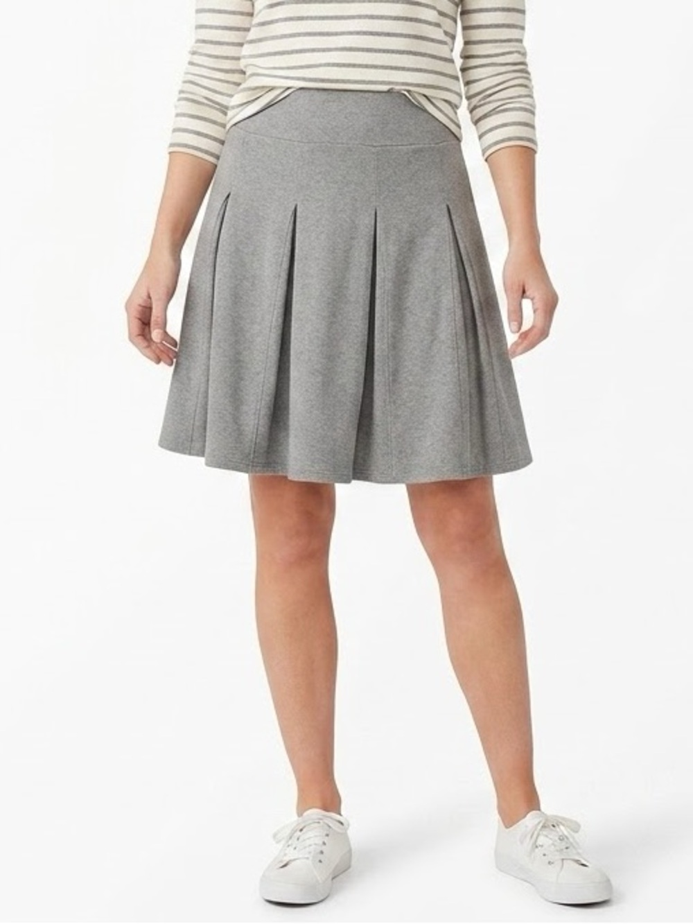 Hanna Andersson Gray Thick Pleated A-Line Skirt Size Small Elastic Waist Knit